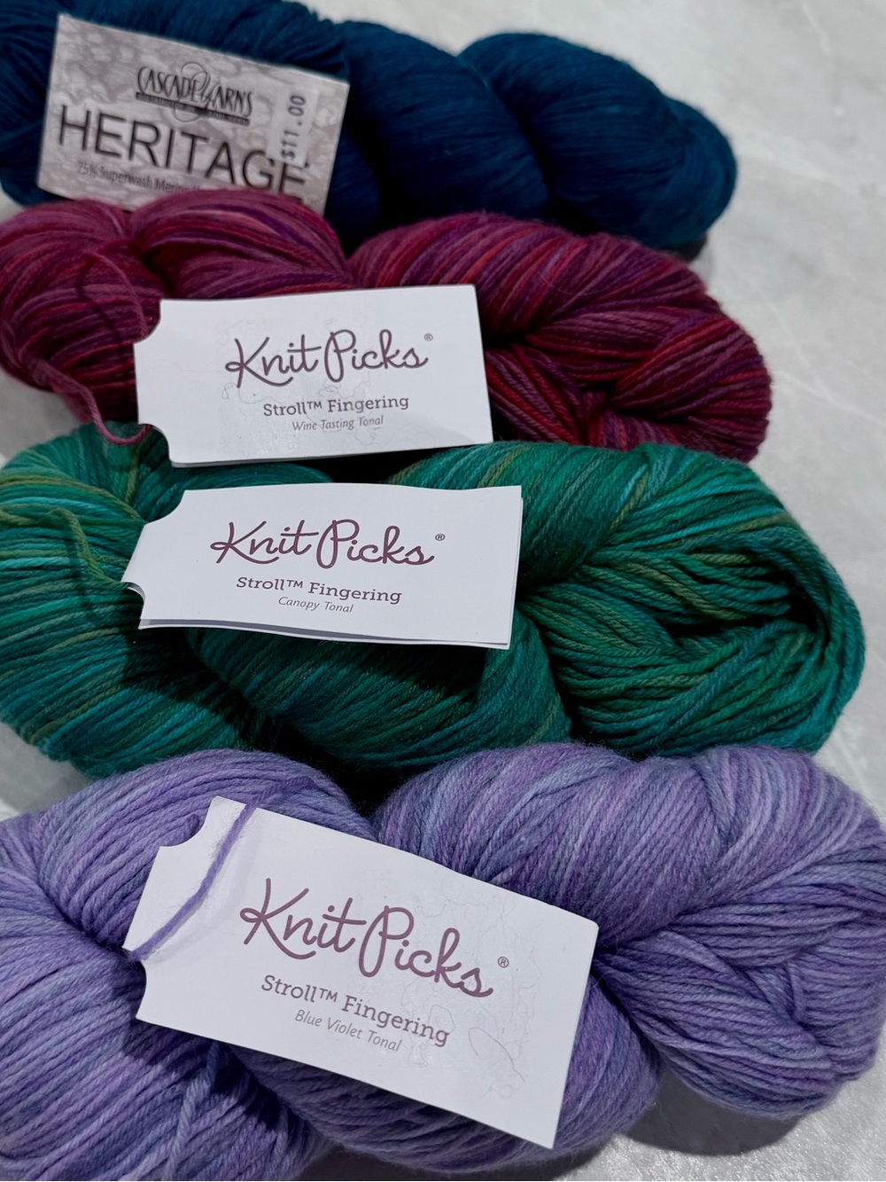 Knit Picks Stroll & Cascade Heritage Merino Wool Sock Yarn Lot 4 Fingering